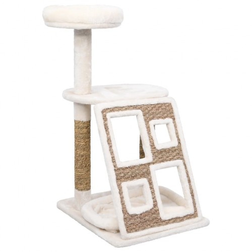 Arranhador para gatos com plataformas e cama, marrom