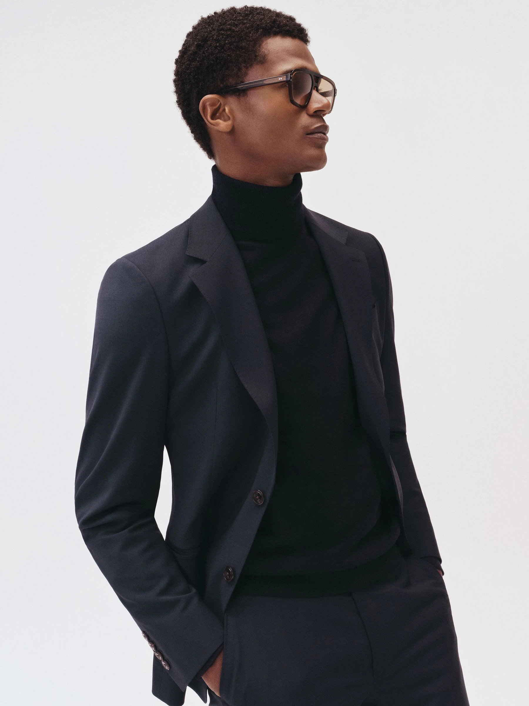Marineblauw - Reiss Promise Wool-Blend Single-Breasted Suit Blazer Slim-Fit