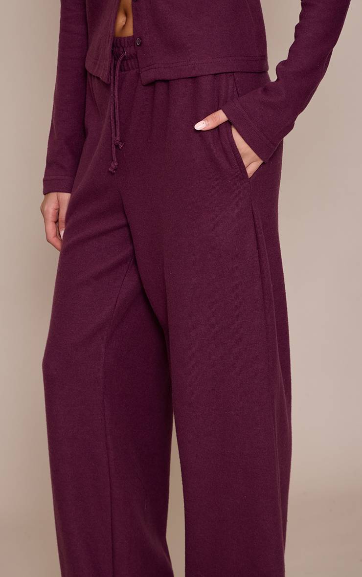 Dark Plum Pantalon De Jogging Large À Rayures Toucher Doux