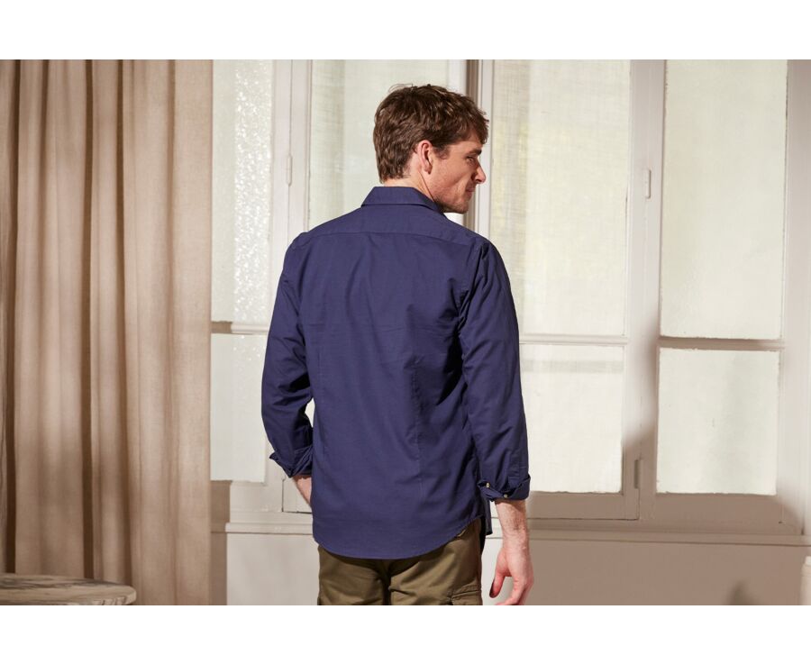 Chemise coton lin Marine unie - SYLBERT
