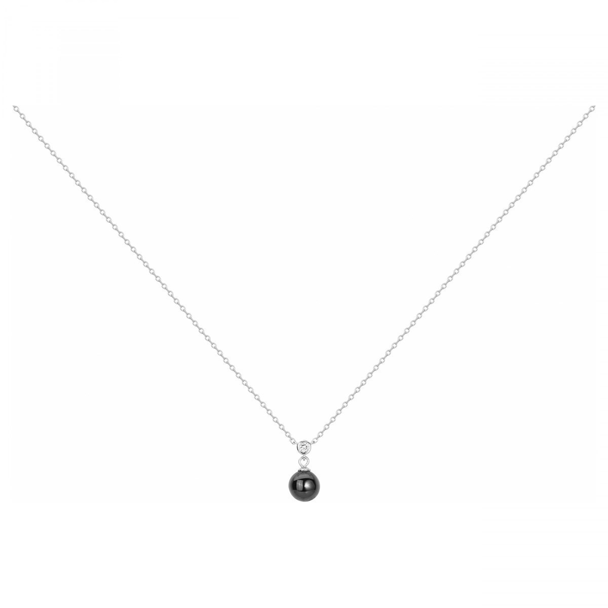 Collier mono-motif en Argent 925 millièmes et céramique - blanc brillant