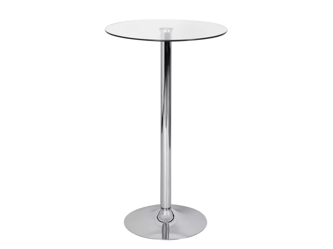 Table de bar table de bar table de bistro table snack métal chrome verre ronde 60 cm