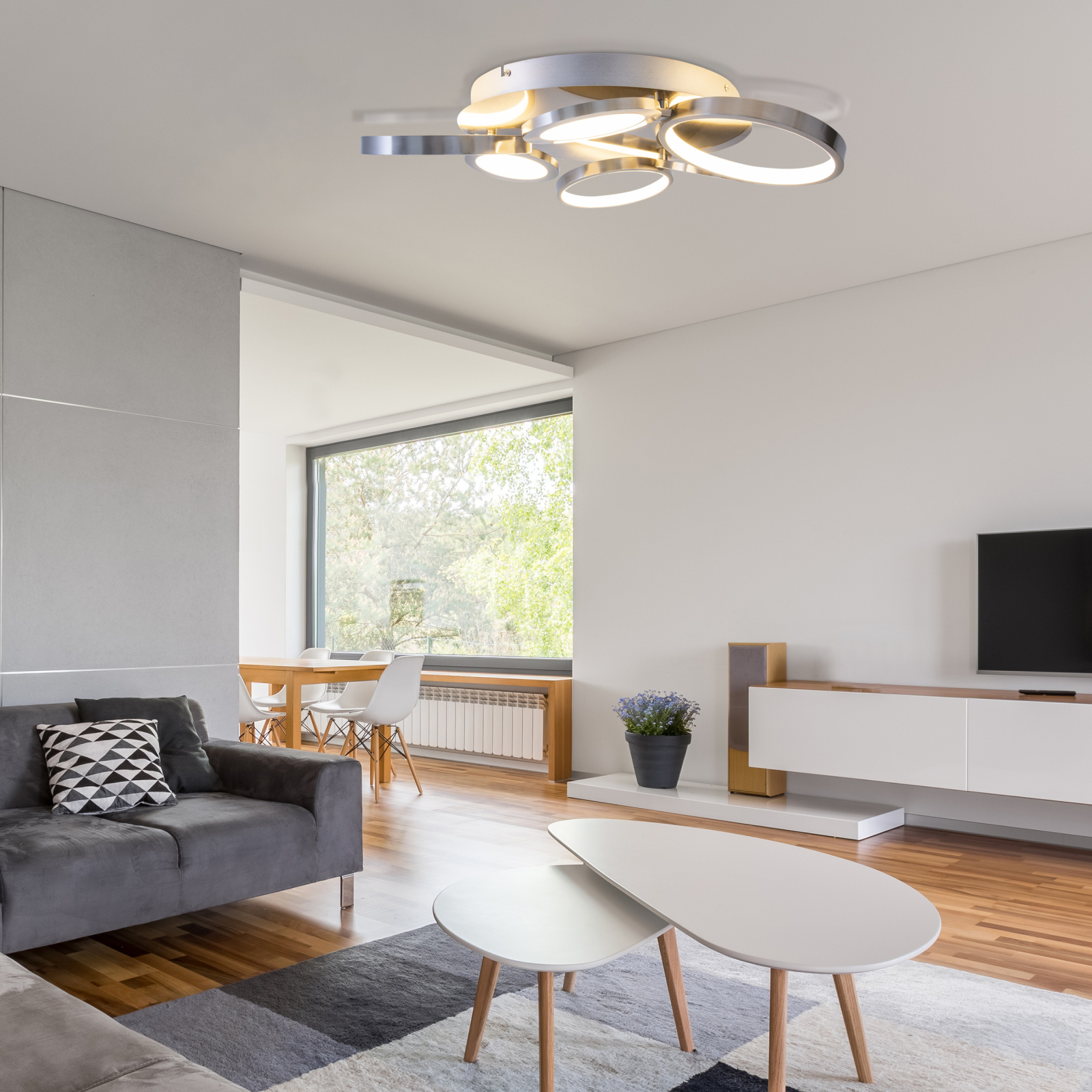 LED-Deckenleuchte STELARI - stahlfarben - Ø 56 cm