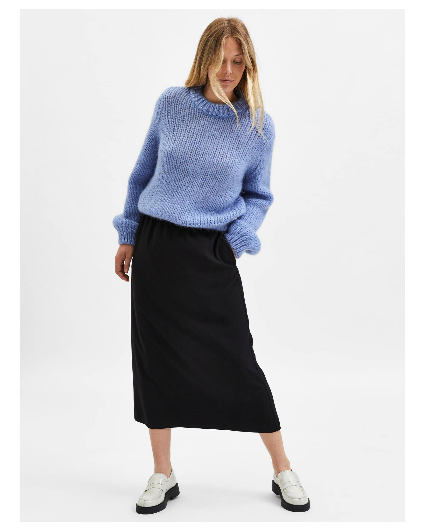 Selected Femme| Damen Rock SLFTINNI-RELAXED MW MIDI SKIRT B