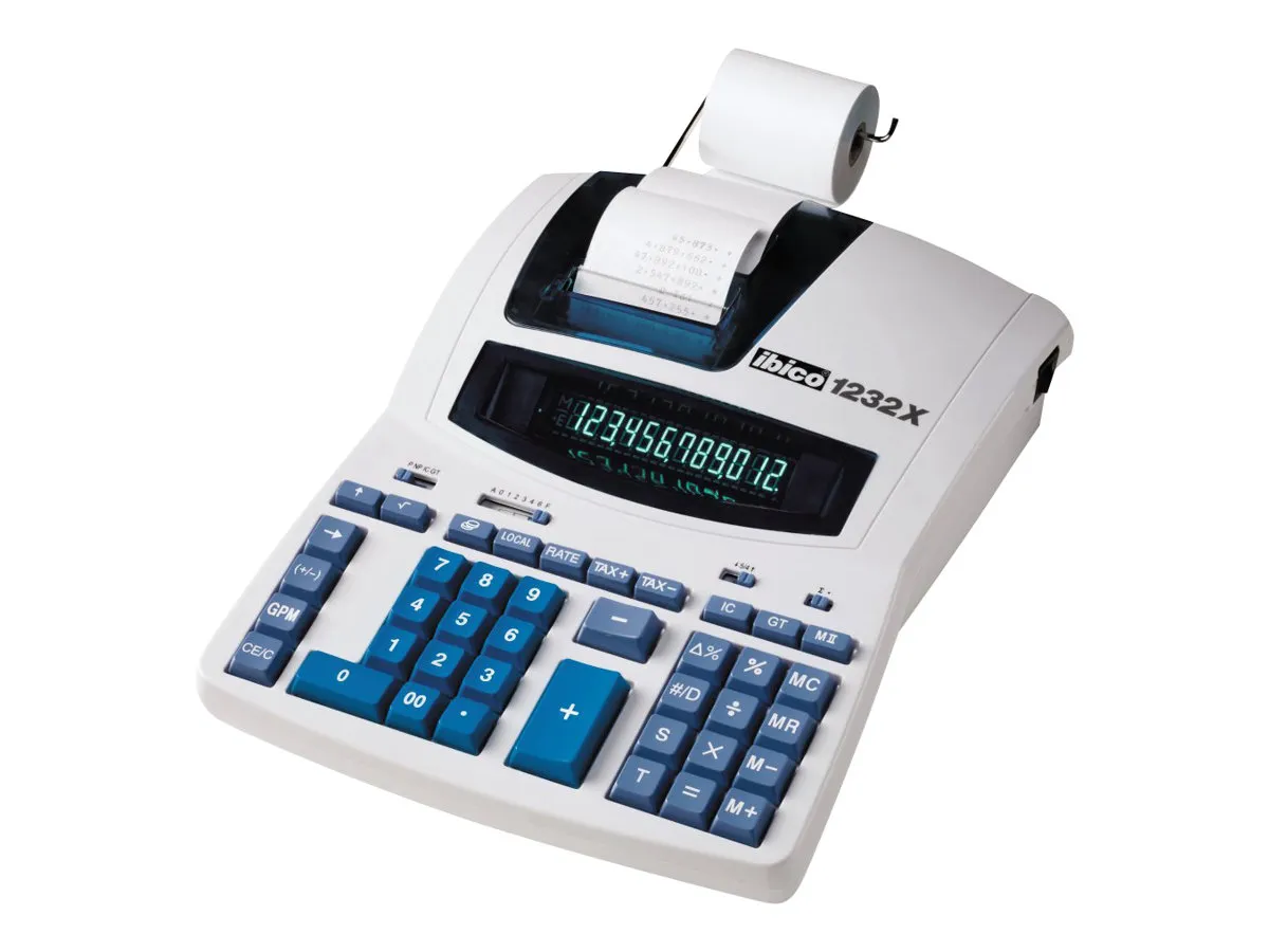 Strimmelregner Ibico 1232X m/12 cifre Euro, grønt display