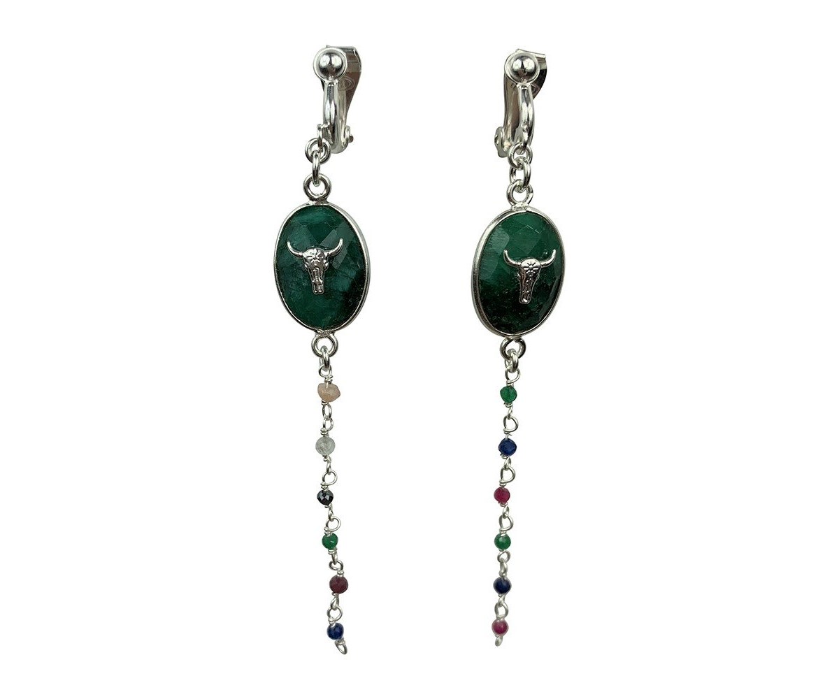 Boucles d'oreilles clips Prasarita Padottanasana Argent