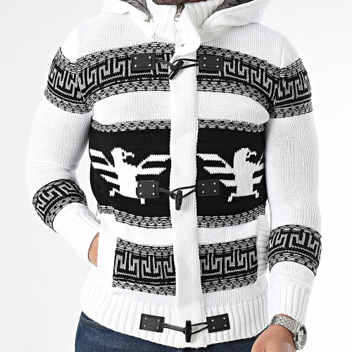Gilet A Capuche Blanc Noir