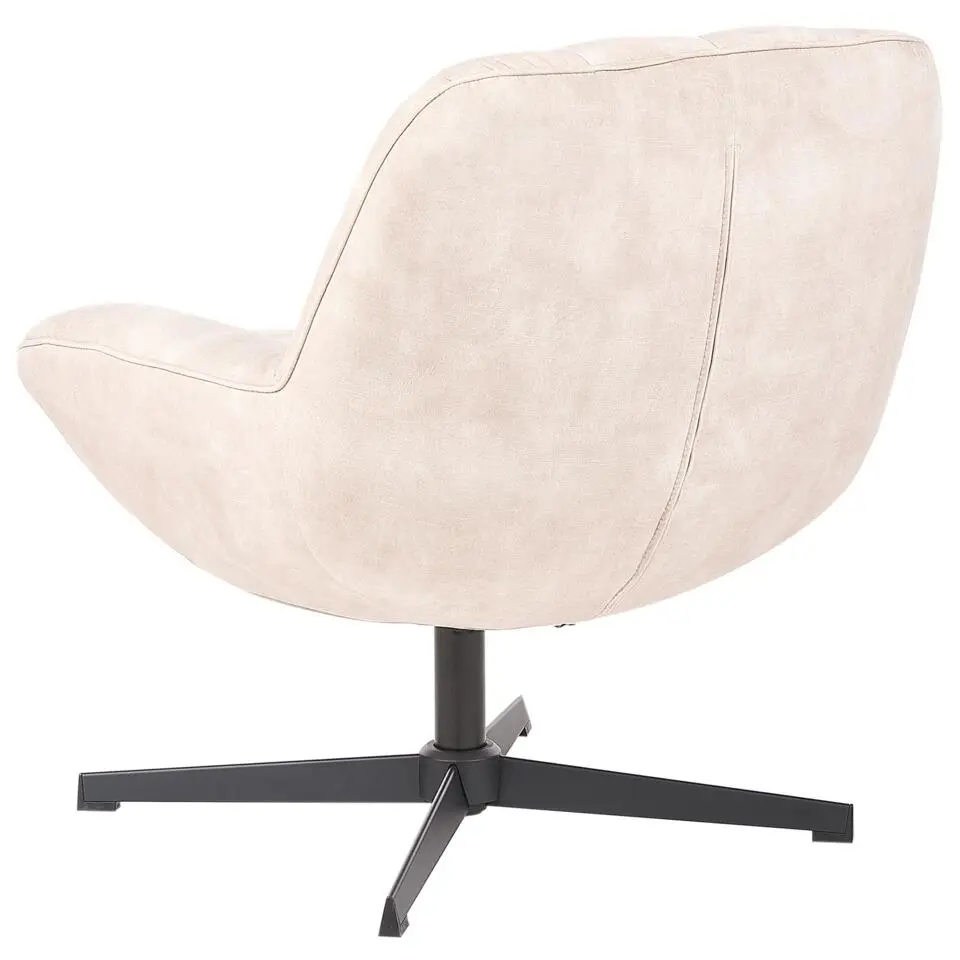 LIA - Fauteuil met hocker - Beige - Fluweel