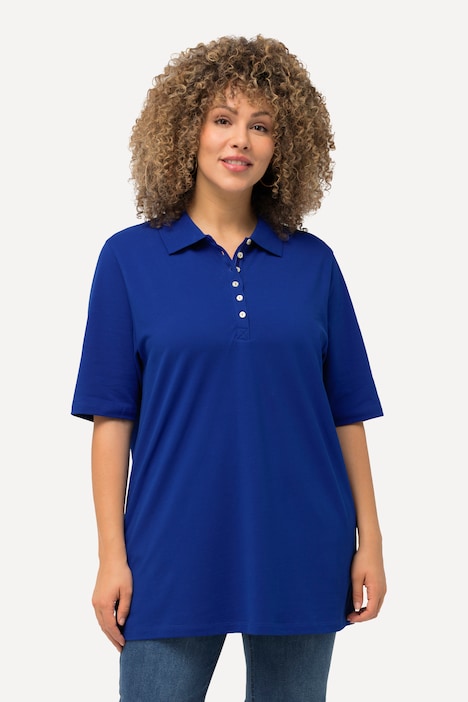 Poloshirt, Piqué, Polokragen, Samt-Knopfleiste, Halbarm