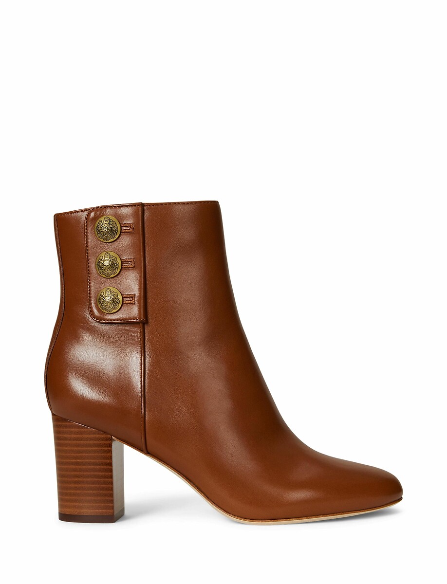 LAUREN RALPH LAUREN<br>Botas de tornozelo de couro com salto Kenndi