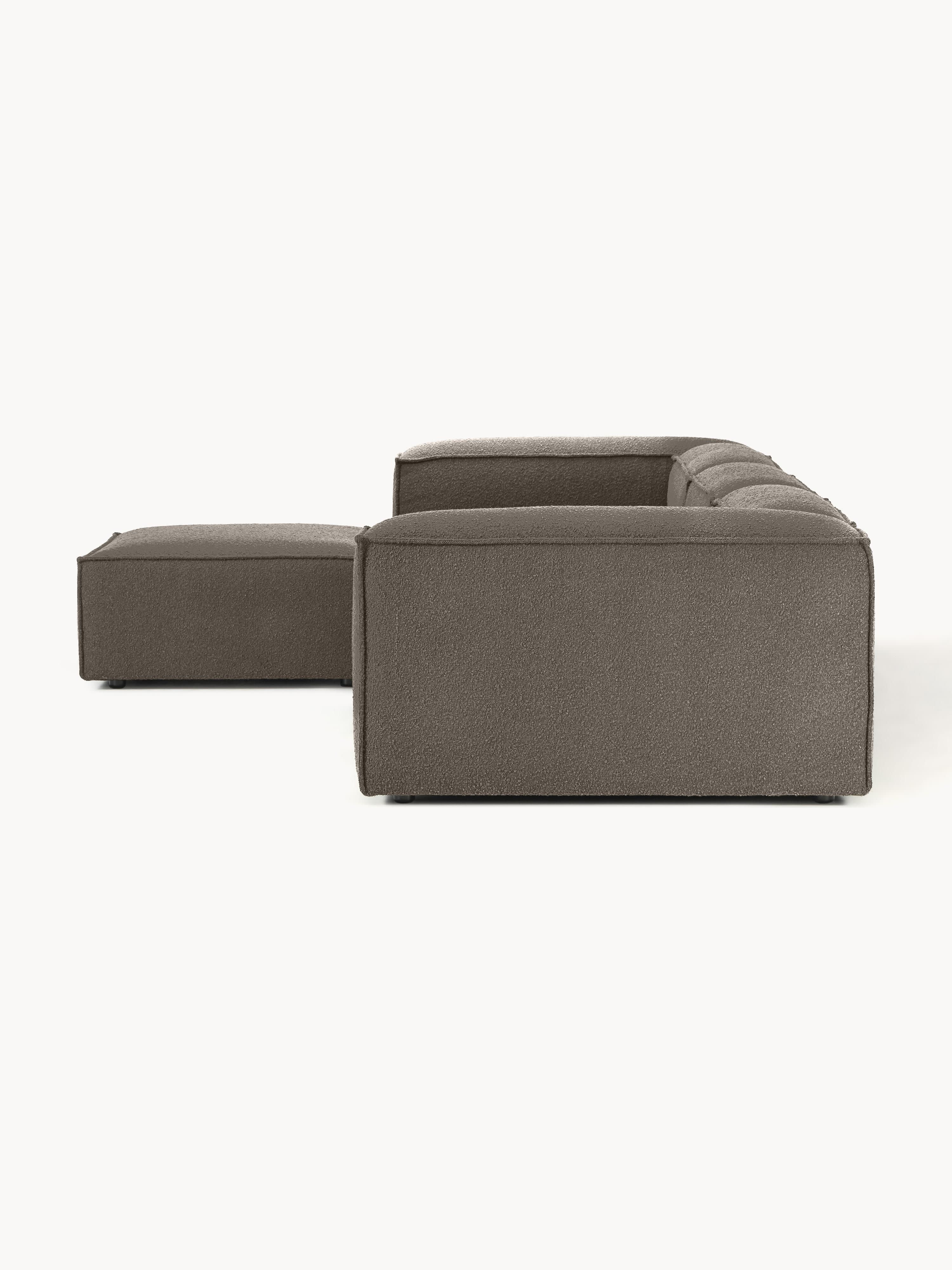 Lennon modulaire bank (4-zits) in bouclé met poef (links/rechts)