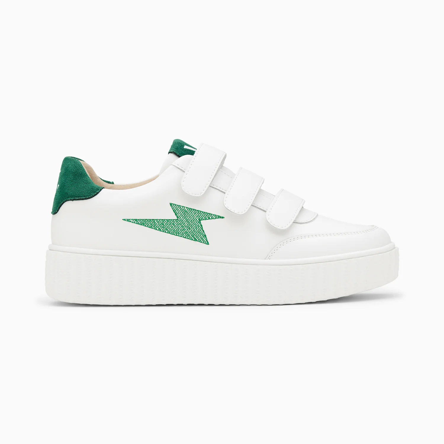 Sneakers-Baskets éclair Damia blanc et vert à scratchs