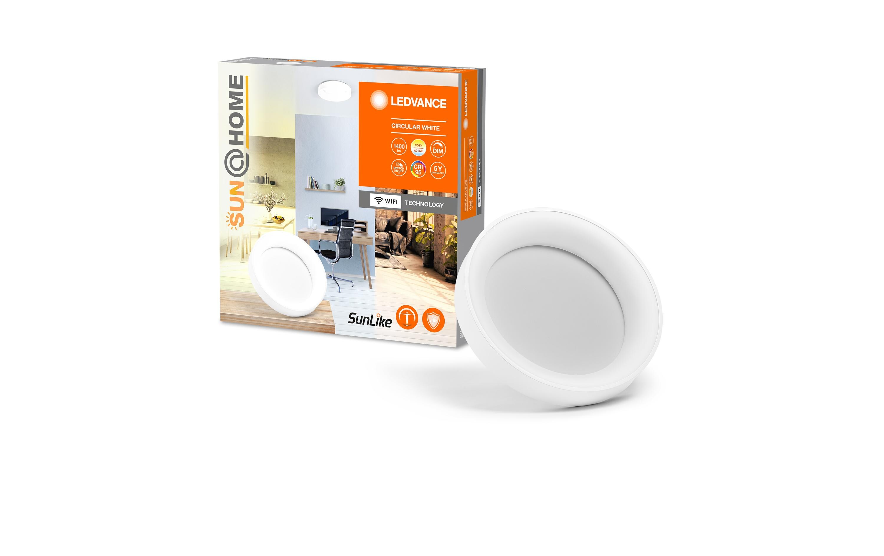 Deckenleuchte Sun@Home Circular, 18.5W, 2200-5000K, Weiss<br>Smarte Deckenleuchte