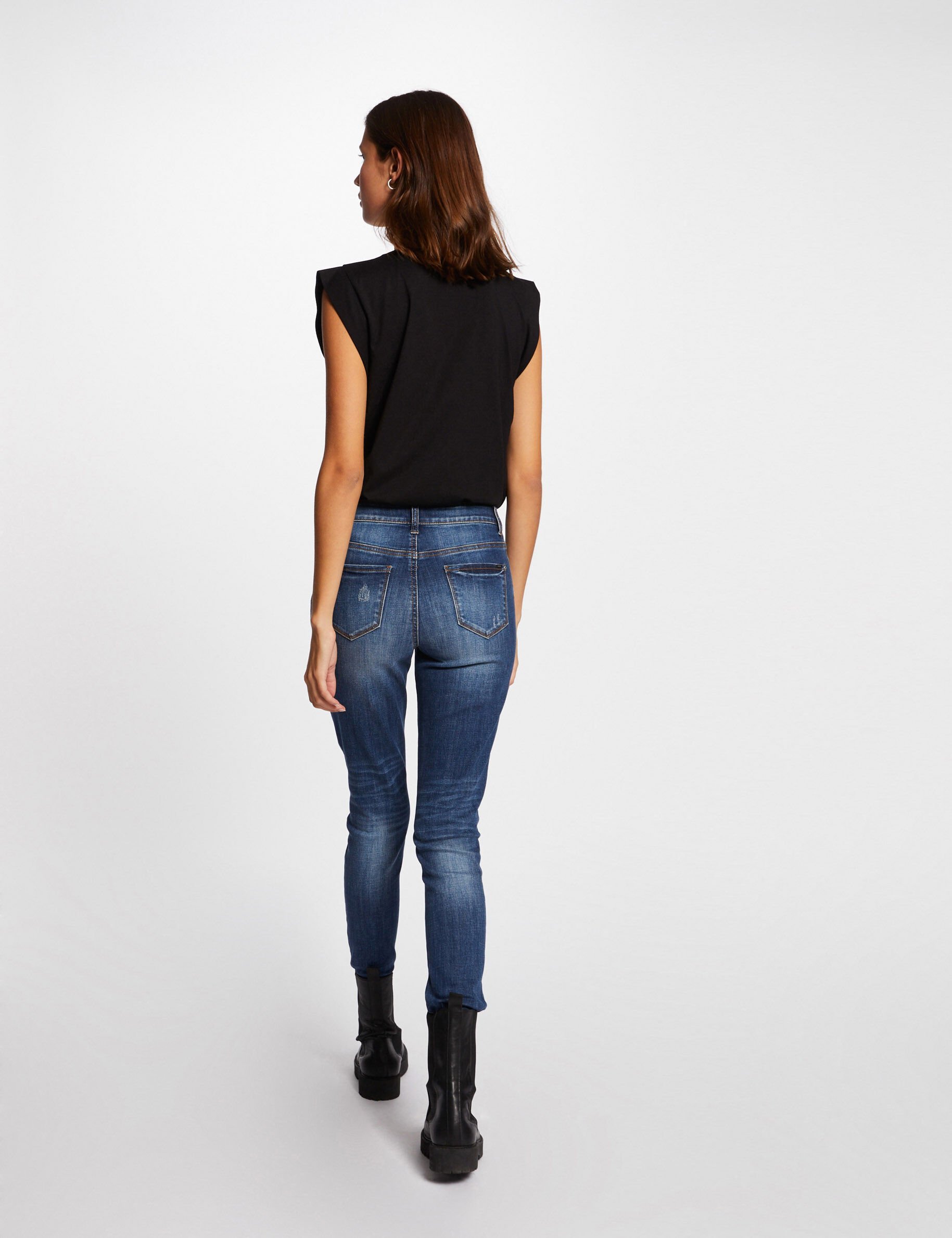 T-shirt manches courtes à inscription noir femme - noir