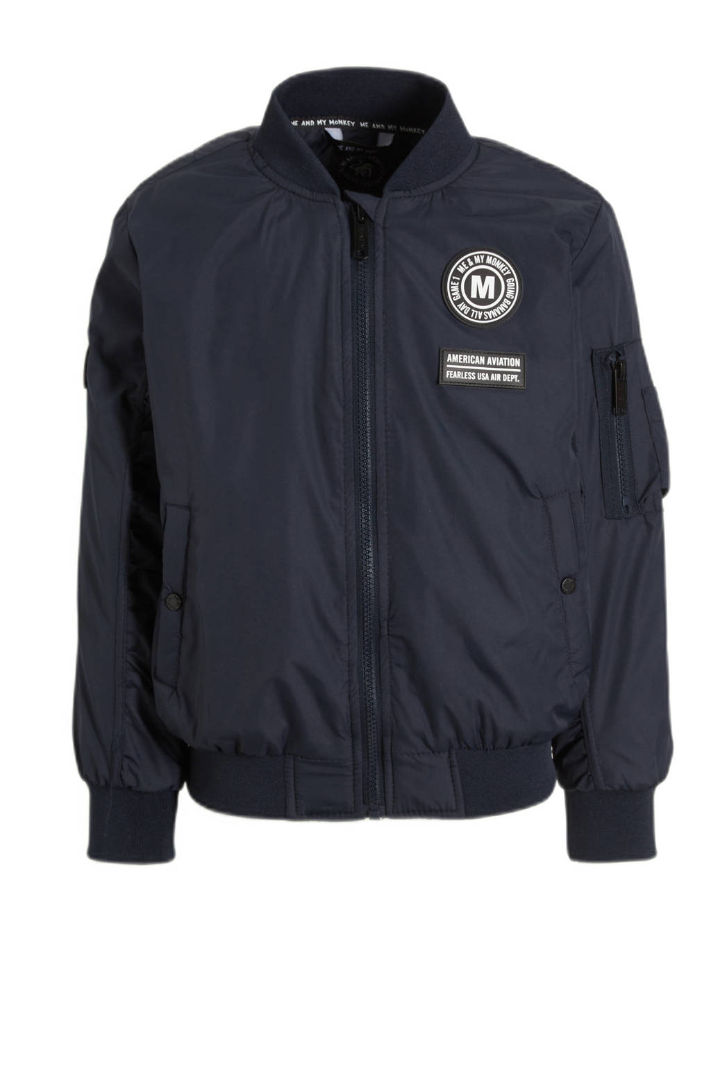 Me & My Monkey bomberjack zomer Matz met printopdruk blauw