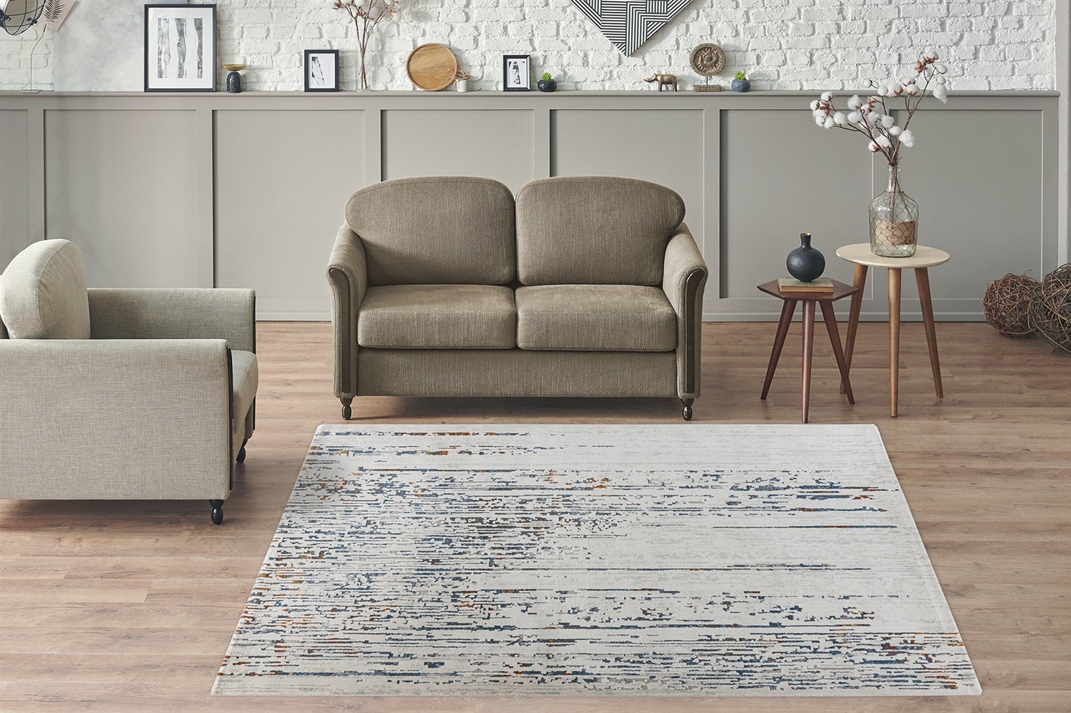 Kortpolig tapijt Tranquiluxe Grijs / Multi 10 mm Modern 80 x 150 cm