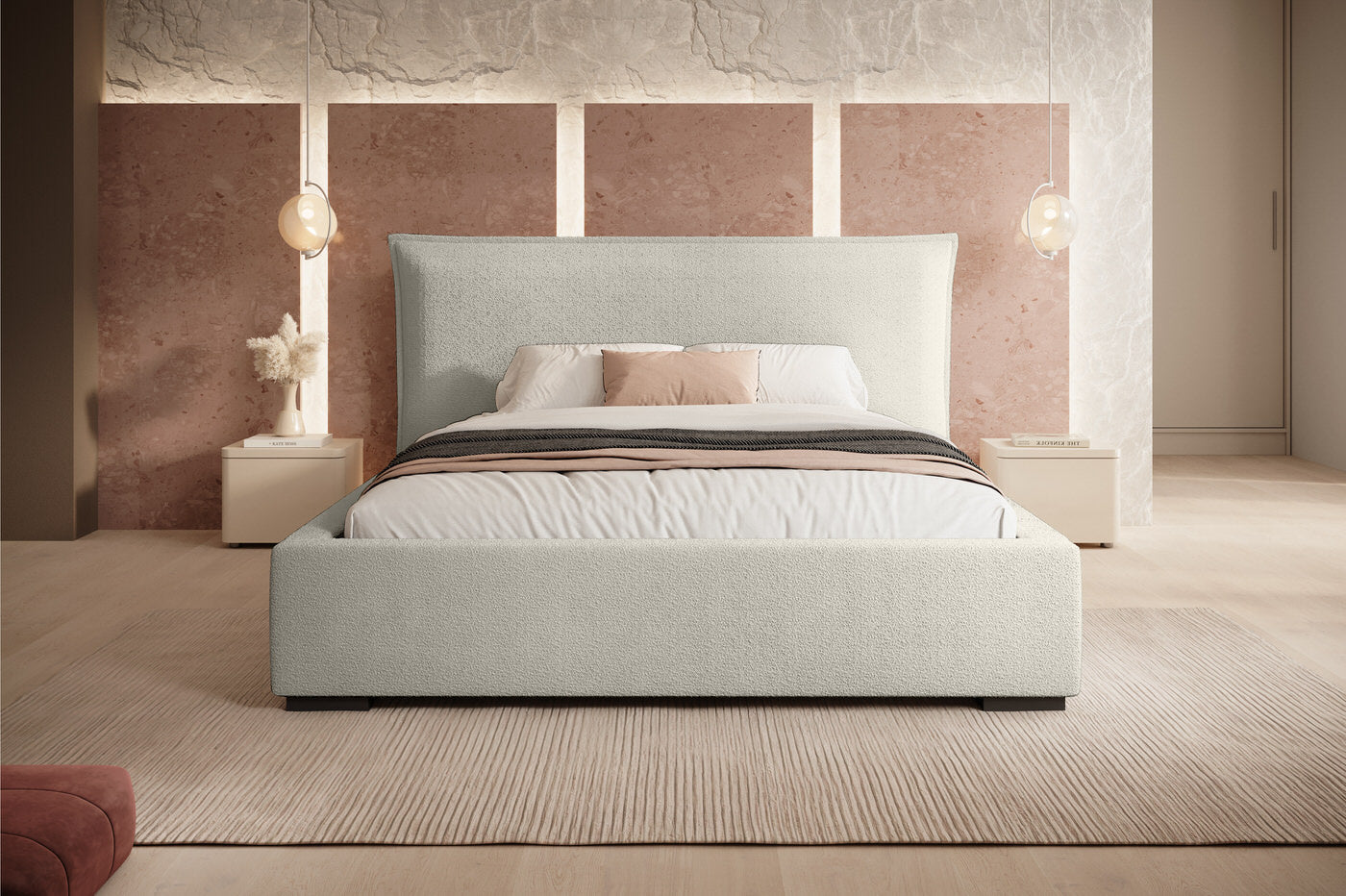 Trae Mobler Nevada 140 x 200 cm Bed Beige Bouclé