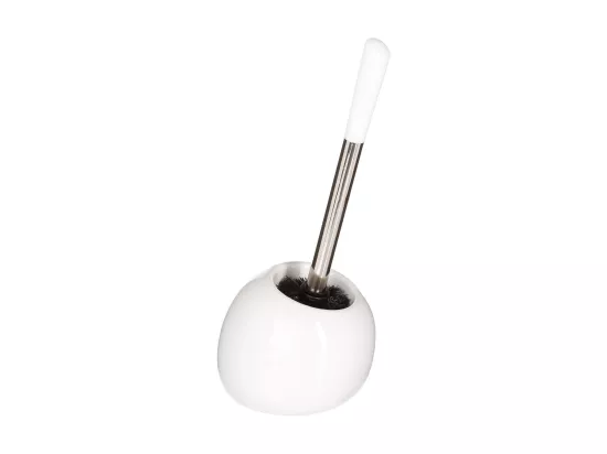 Brosse WC avec support en céramique Blanc brillant