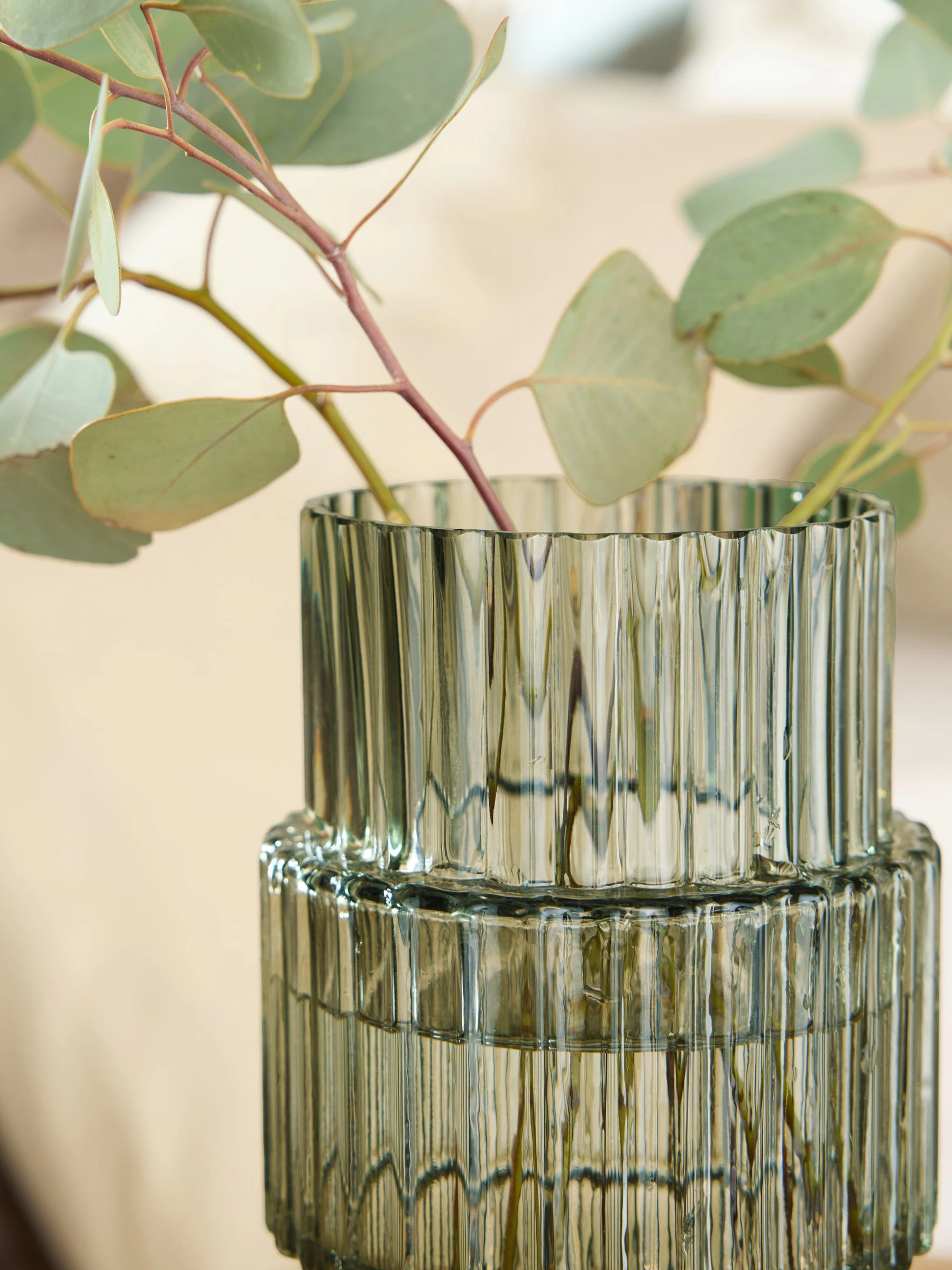 Small Ribbed Glass Vase