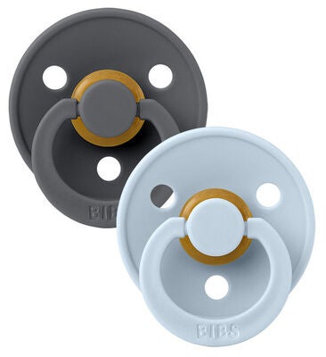 BIBS Smokk Colour 2-pack Lateks Størrelse 2, Iron/Baby Blue