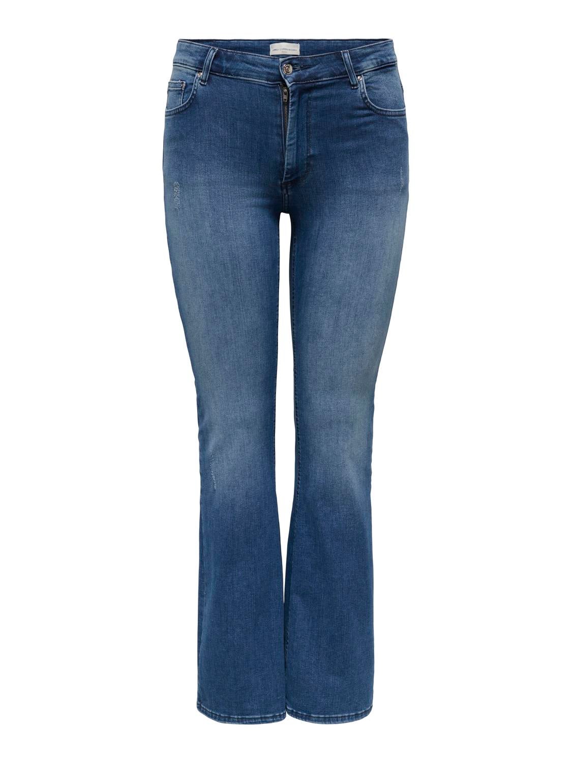 CARWILLY Mittlere Taille Ausgestellt Jeans Medium Blue Denim