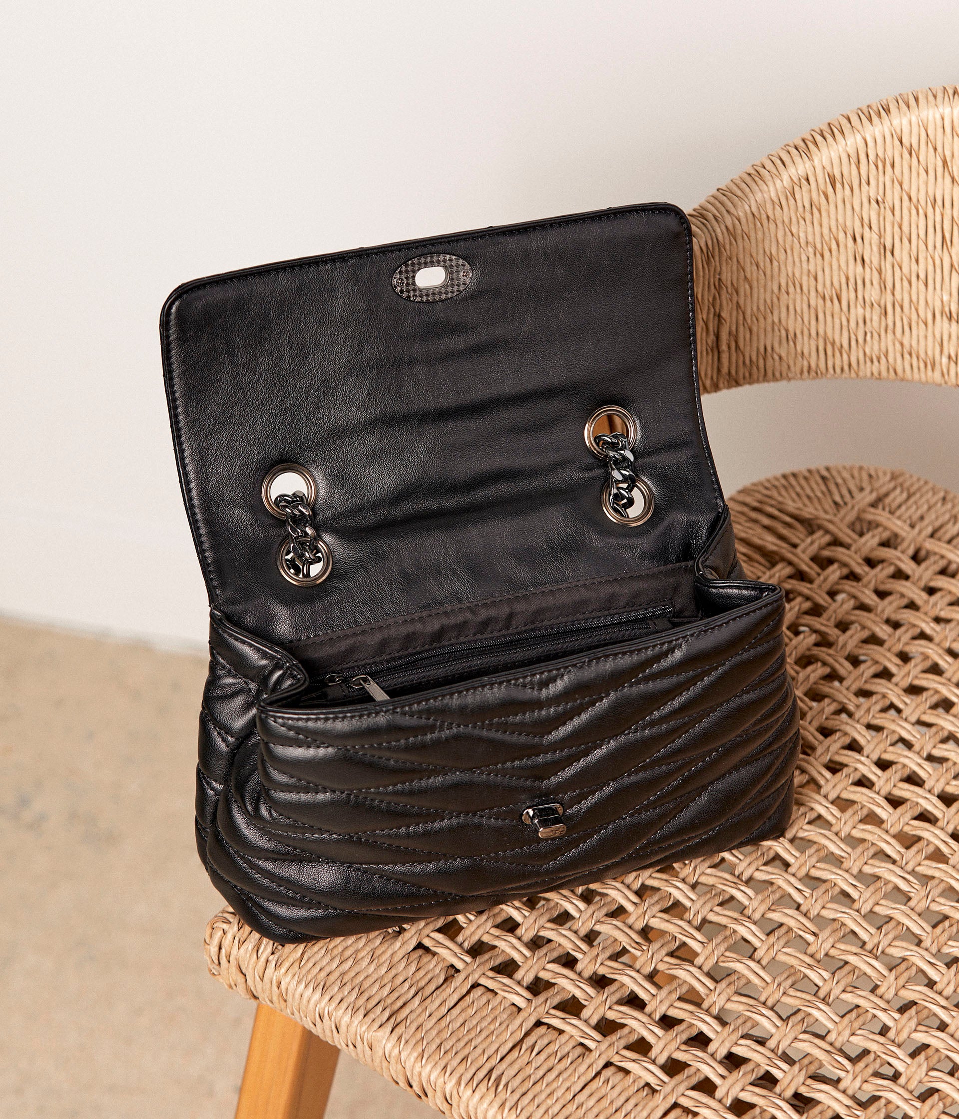 Sac noir matelassé Amy