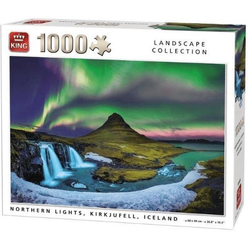 Puzzle 1000 pièces - Nortern lights kirkjuffel iceland