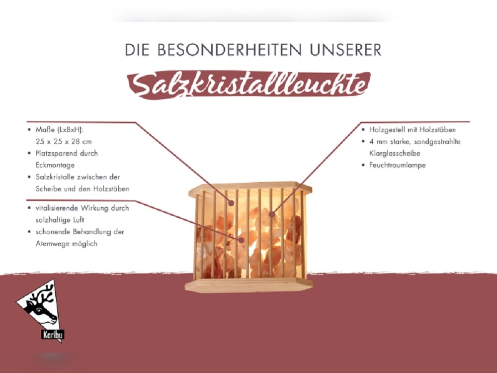Karibu Salzkristallleuchte mit 4 kg Salzkristalle Saunaleuchte Saunalampeohne Leuchtmittel