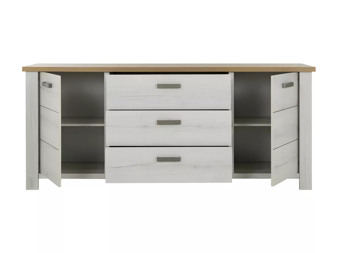 Vaisselier 6 portes 3 tirois Bois/Bois blanchi - PROVENCE