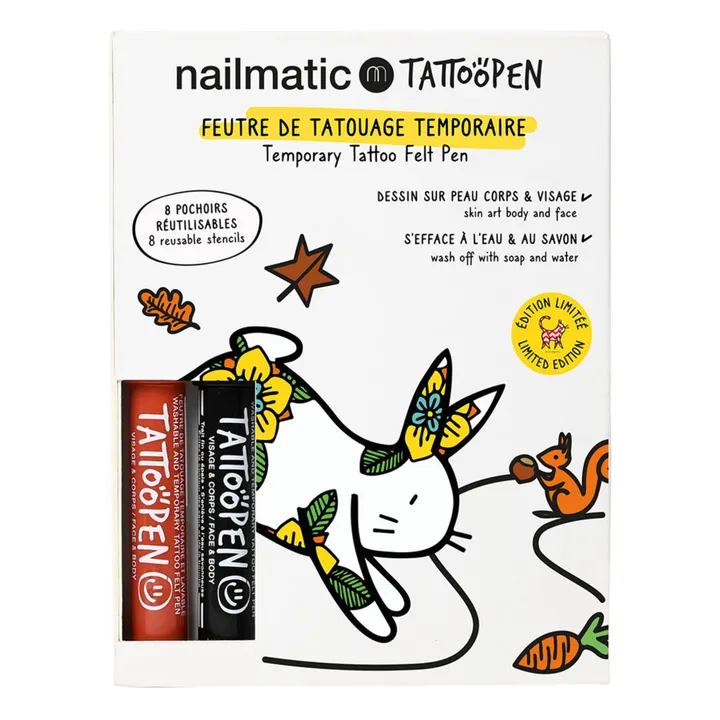 Nailmatic Kids Coffret duo Tattoopen & Pochoir Réutilisable Bunny x AMI IMAGINAIRE