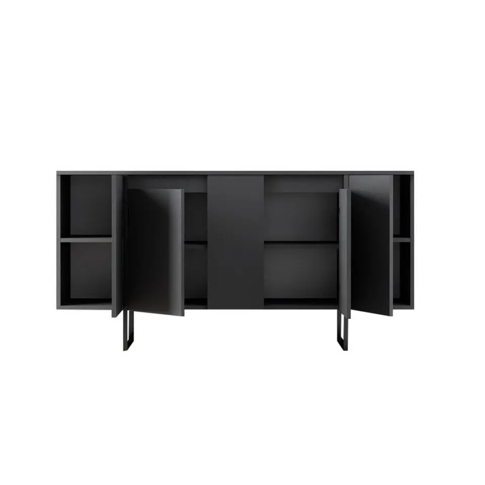 CALICOSY - Dressoir LUXE - Antraciet / Zwart - 80x160x35 cm