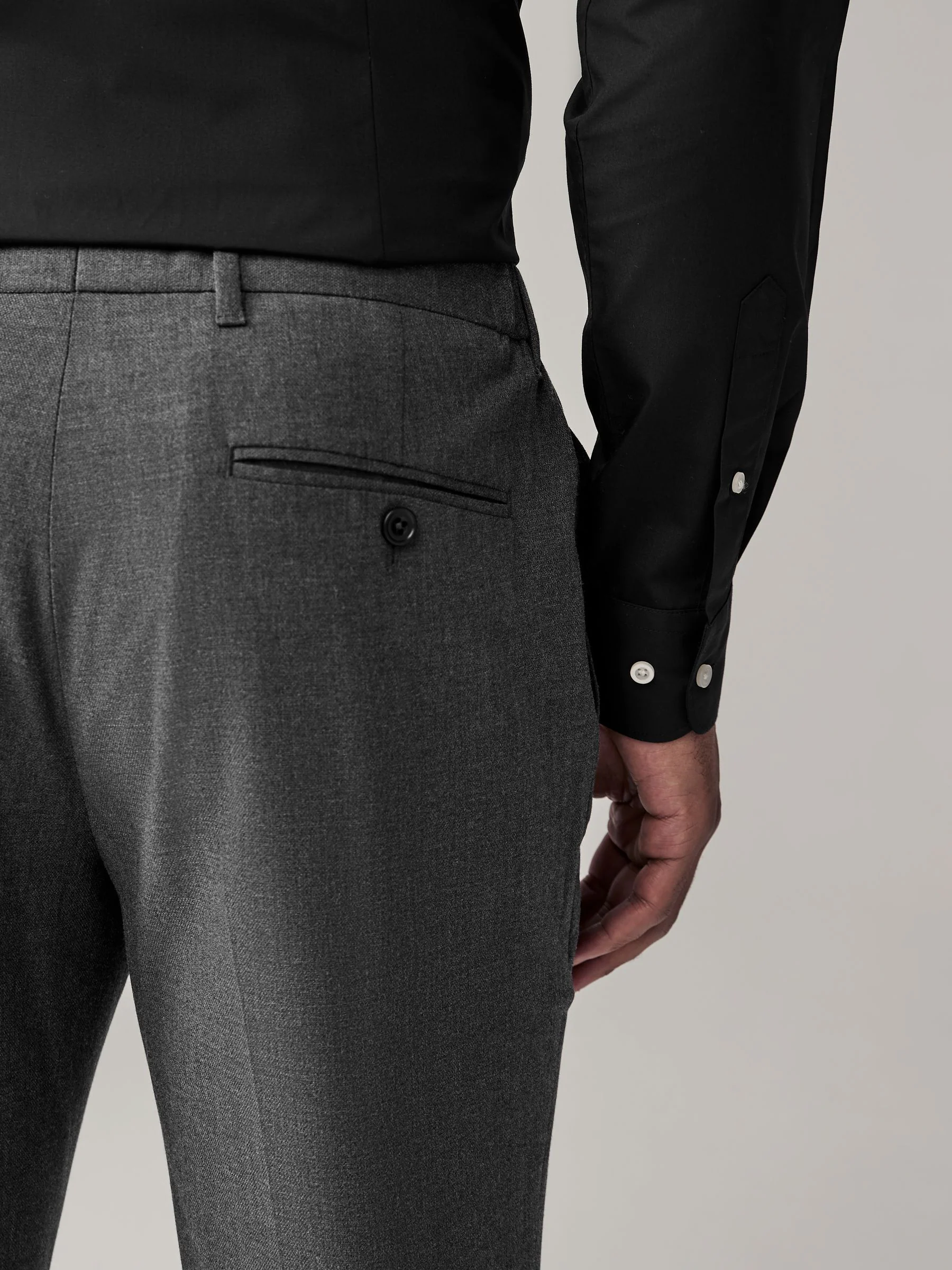 Antraciet - Slim Fit - Elasticated Waist Motionflex Stretch Smart Trousers