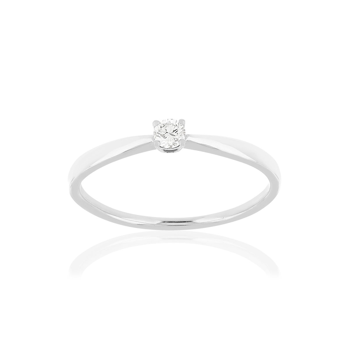 Solitaire or blanc 750 diamant 0.08 carat h/si