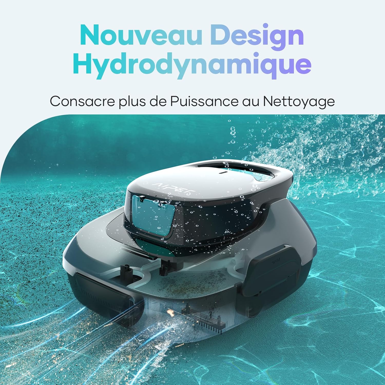 AIPER Kabelloser Poolroboter, Poolsauger Akku mit 90 Min Laufzeit, Doppelantrieb & Selbstparkfunktion, Idealer Poolreiniger für Flachbodenpools bis 80 m²