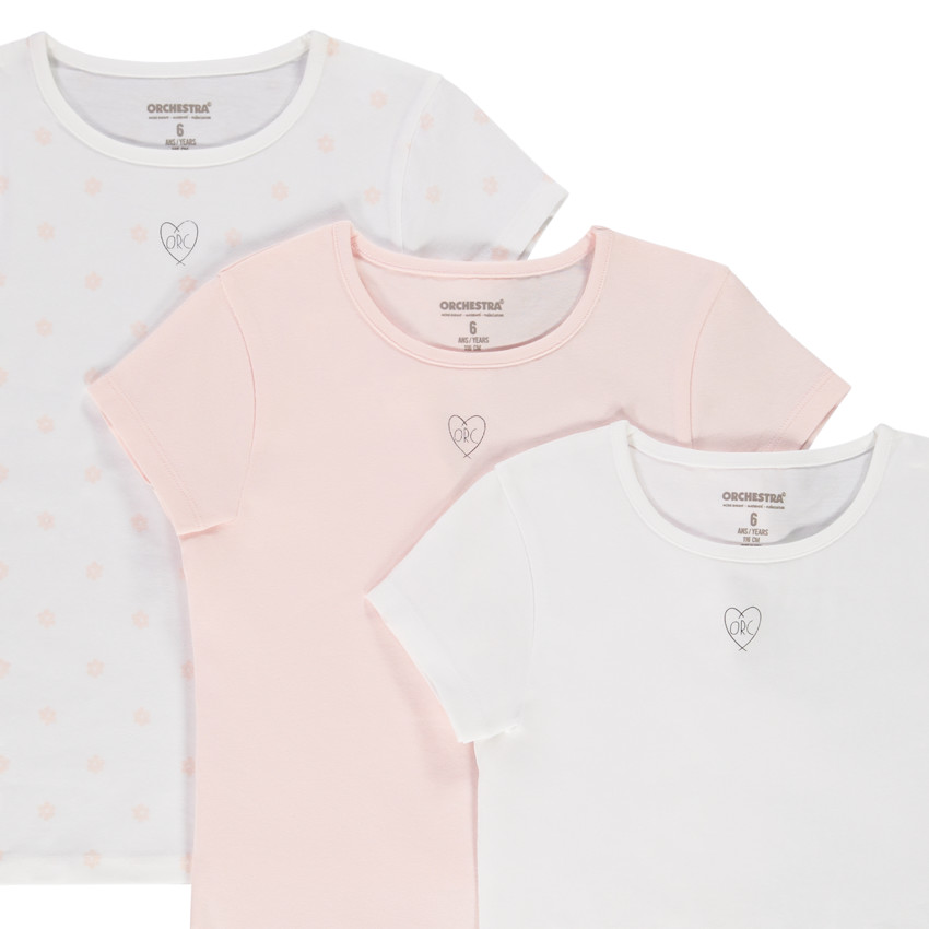 Lot de 3 maillots de corps manches courtes en jersey pour fille