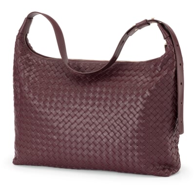 Lederhandtasche geflochten, weinrot
