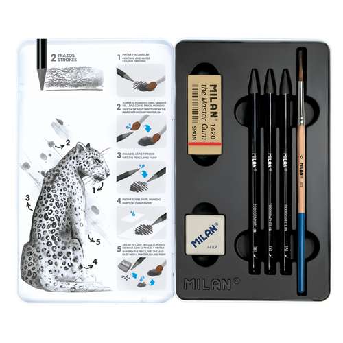 MILAN® TODOGRAPHITE 181, wasservermalbare Graphitminen-Set