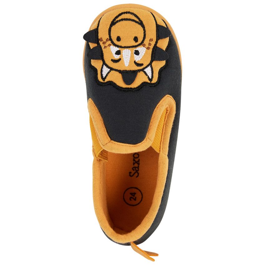 Chaussons bas bicolores dinosaure pour garçon - Noir