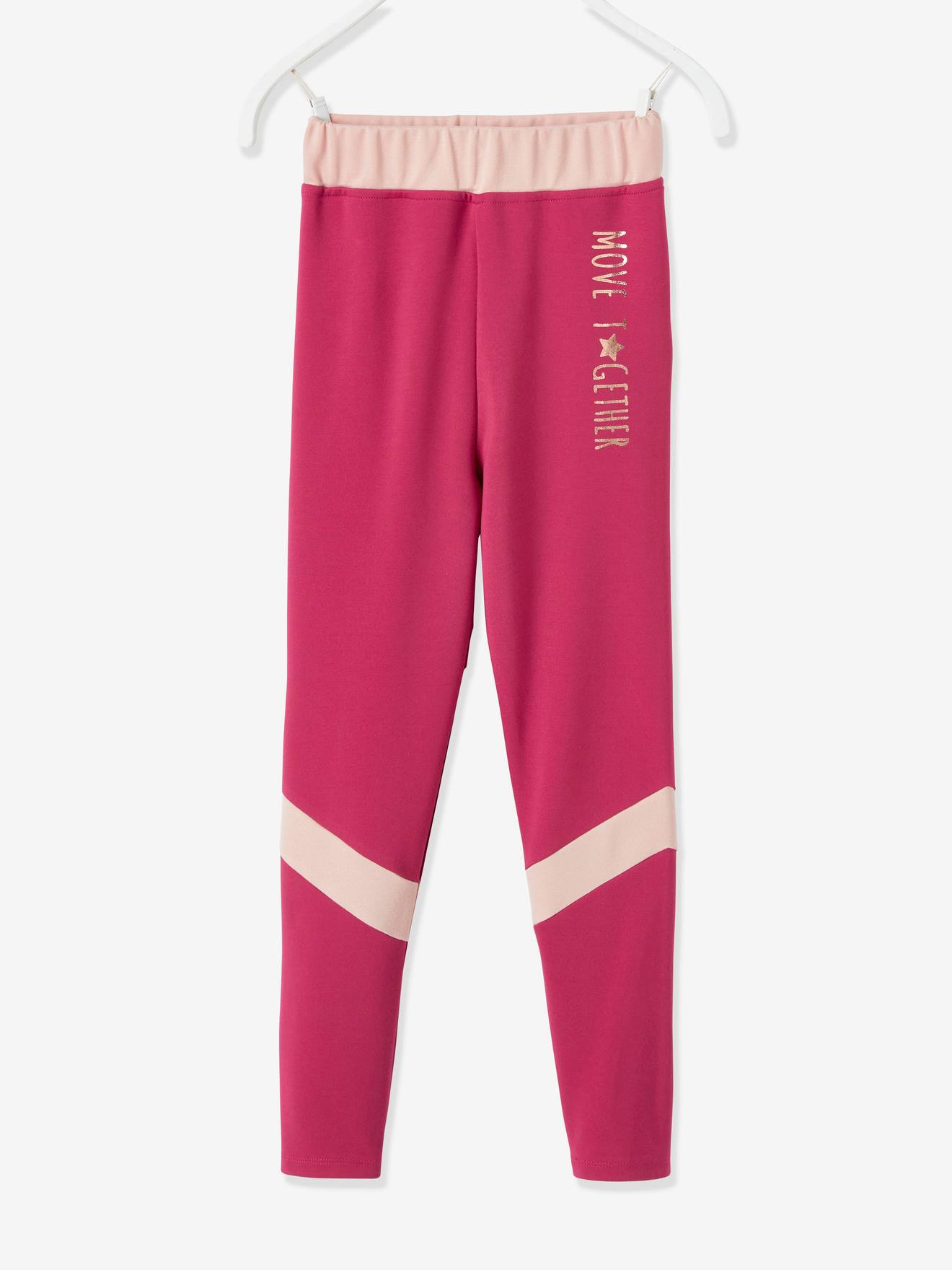 Leggings esportivas femininas em tecido técnico, lisas na cor vermelha clara com estampas.