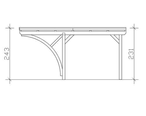 Enkele carport Konsta aluminium dakpanelen inclusief 2 inrijbogen en H-ankers 304x500 cm notenhout