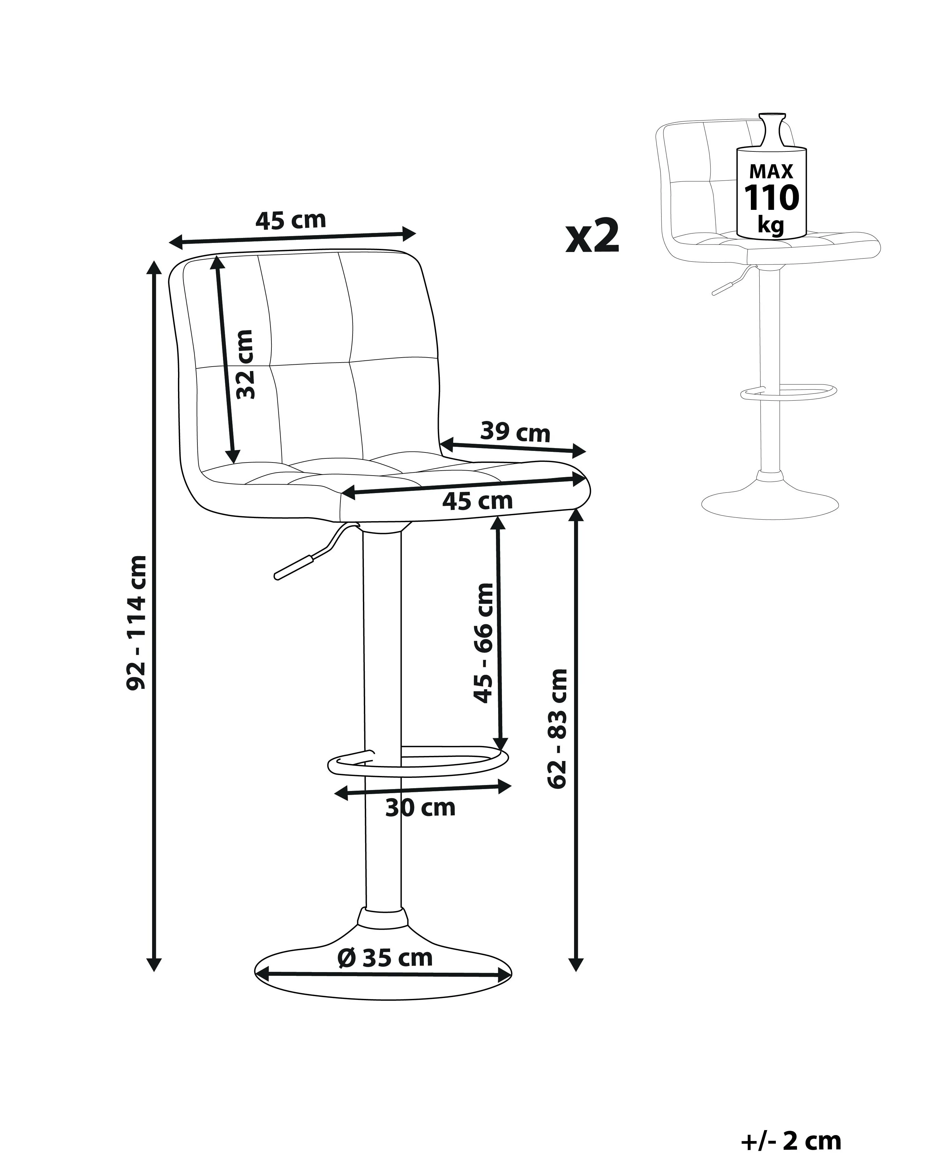 Set van 2 barstoelen MARION draaibaar Zwart