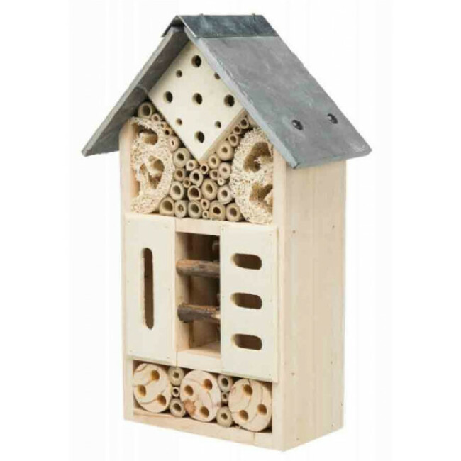 Hôtel à insectes en pin/schiste