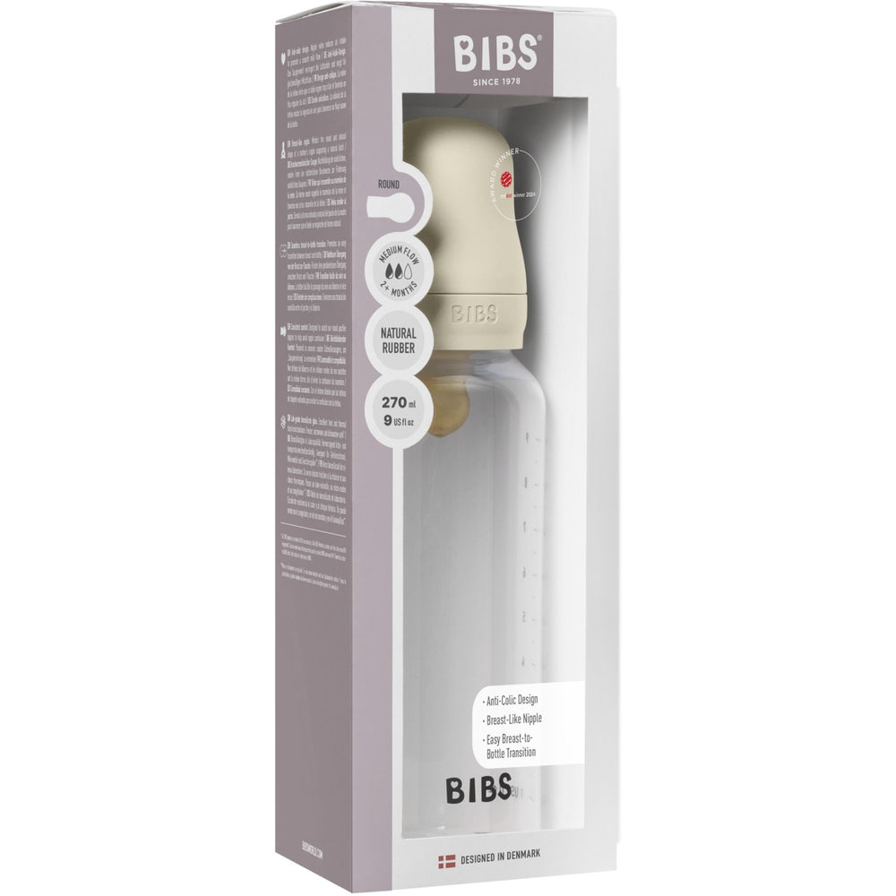 Køb Bibs Ivory Baby Flaske Round Latex 1 Pack 270 ml Medium Flow