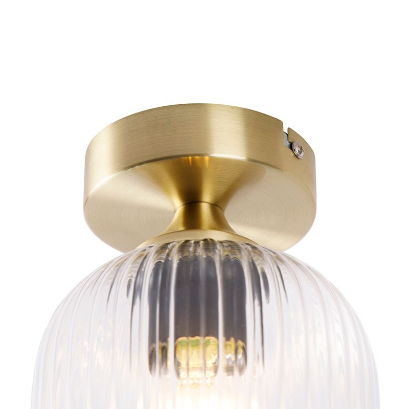 Art Deco plafondlamp messing met helder glas - Banci