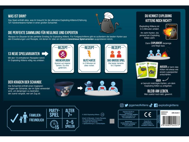 Asmodée Partyspiel Exploding Kittens: Recipes for Disaster Der erfolgreiche Kickstarter jetzt als Sammlung für Neulinge und Experten!