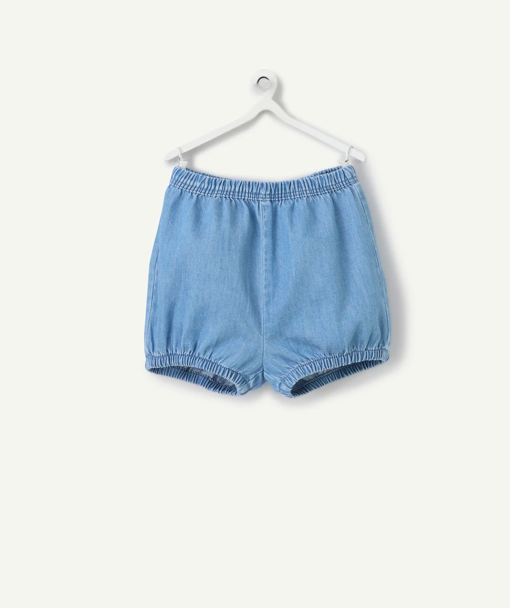 short bébé fille effet denim bleu low impact