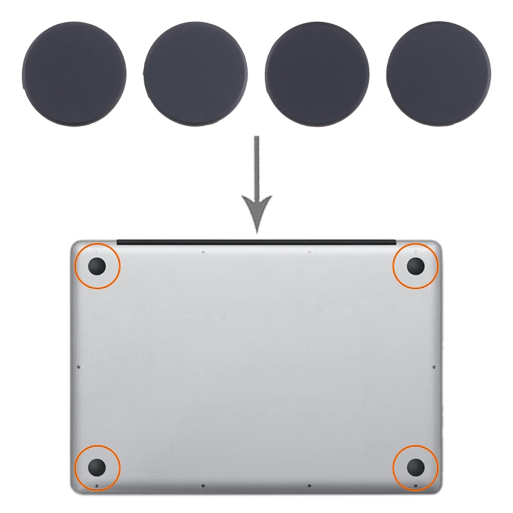 (4er Set) Ersatz Füsschen Gummifuss Kit für MacBook Air A2681 / Pro A2485 / A2442 / A2941 / A2991 / A2992  - Schwarz
