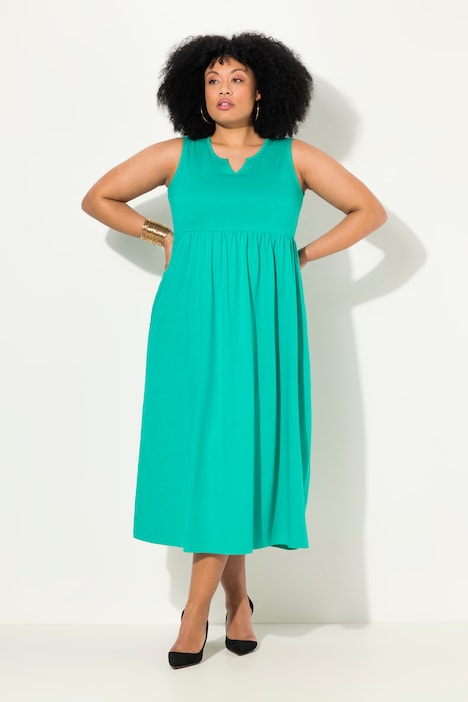Jerseykleid, A-Linie, Tunika-Ausschnitt, ärmellos