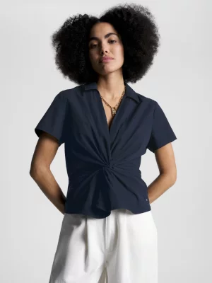 Camisa de popeline com torção frontal