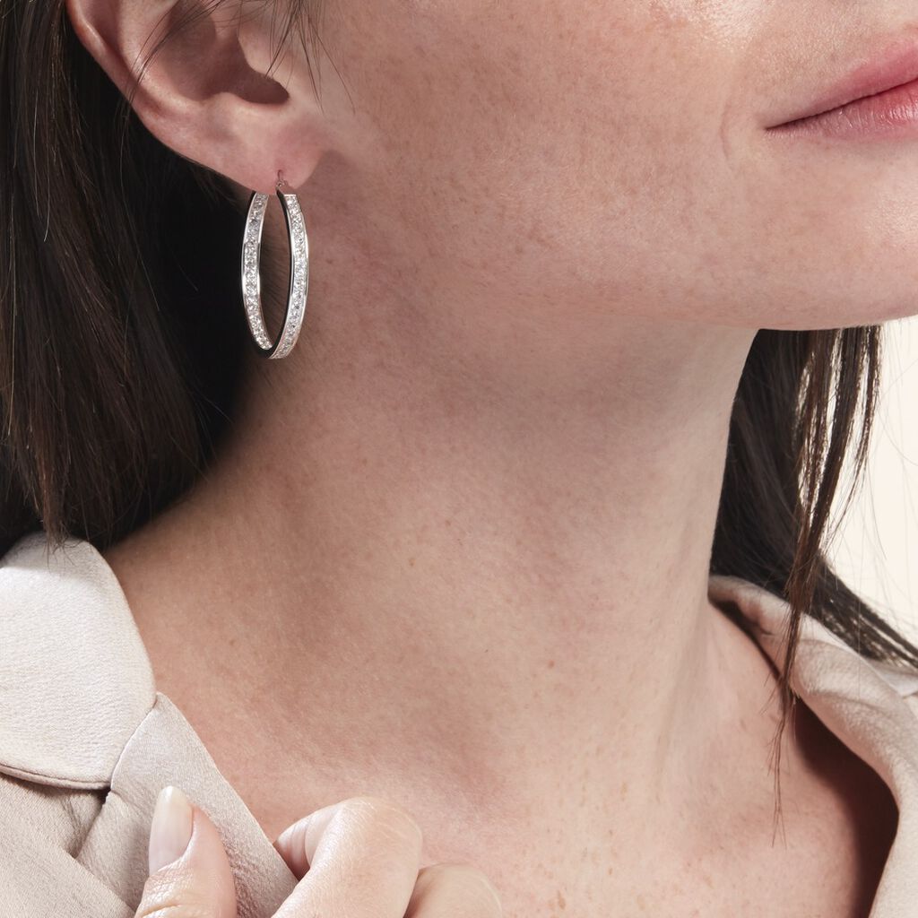 Créoles Django Argent Blanc Oxyde De Zirconium